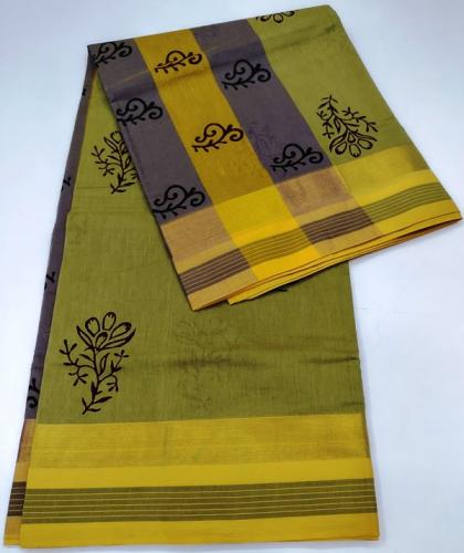 PL Salem Sarees Hand Block Printed Saree